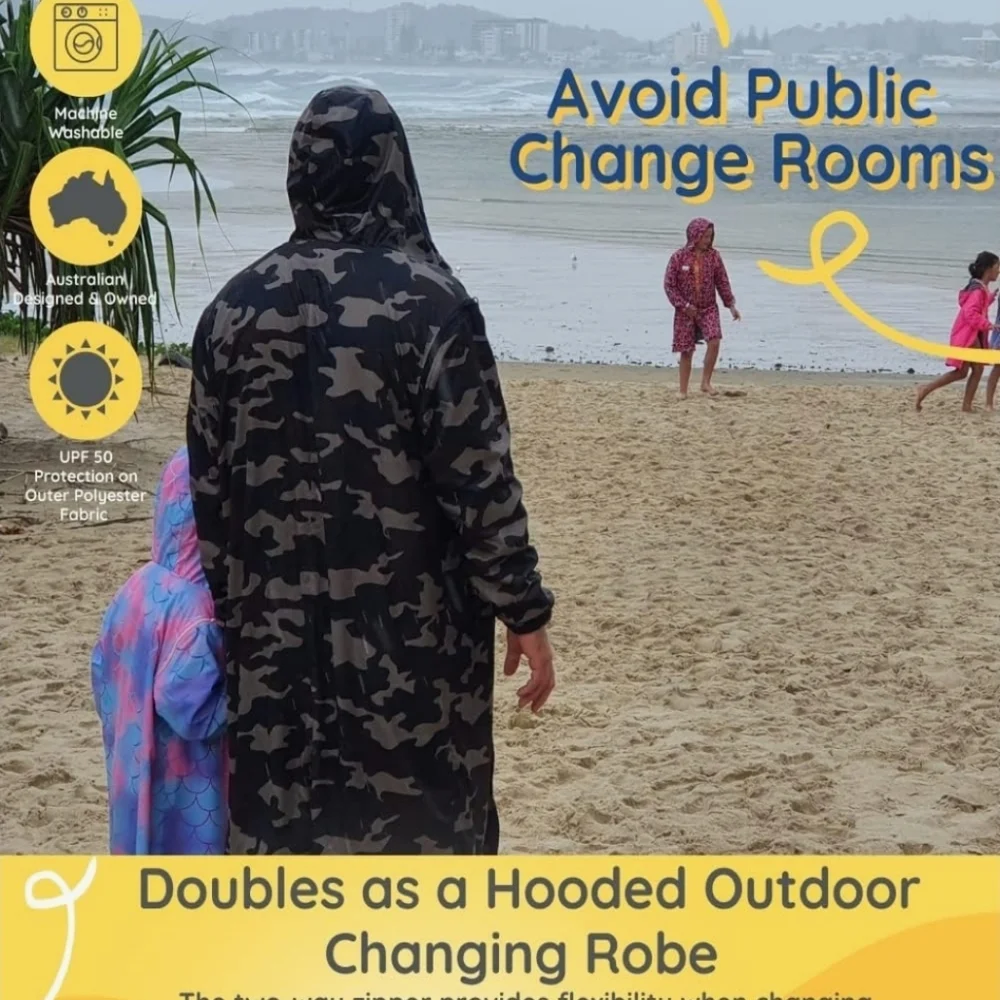 NIB Camouflage SWIM parka Boating Changing Dry Robe Unisex 😀